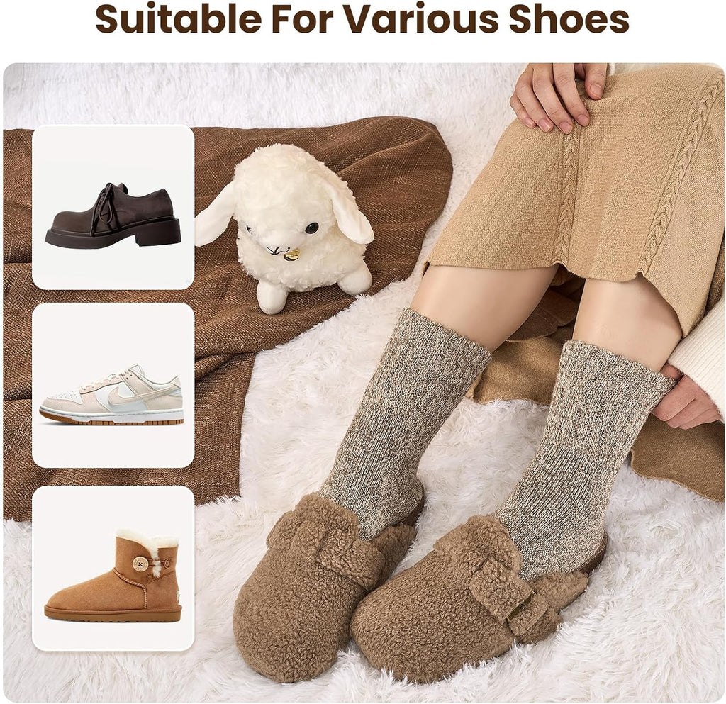 Niorasen Women's Thermal Socks, 3 Pairs, Cushioned Winter Crew Boot Socks