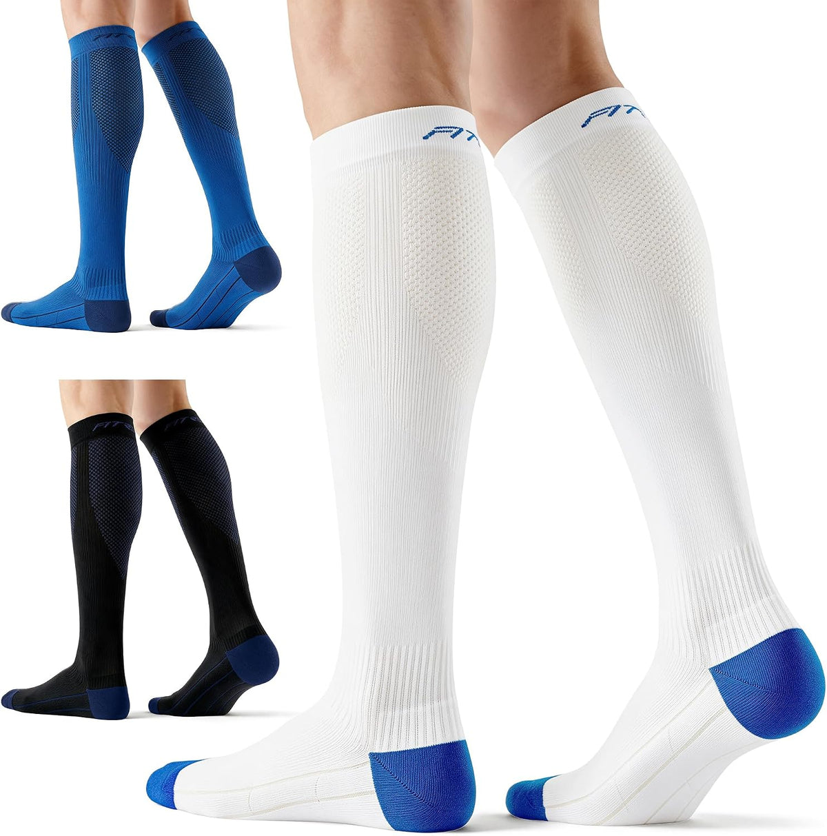 FITRELL 3 Pairs Compression Socks for Women and Men 20-30mmHg-Circulation Support Socks