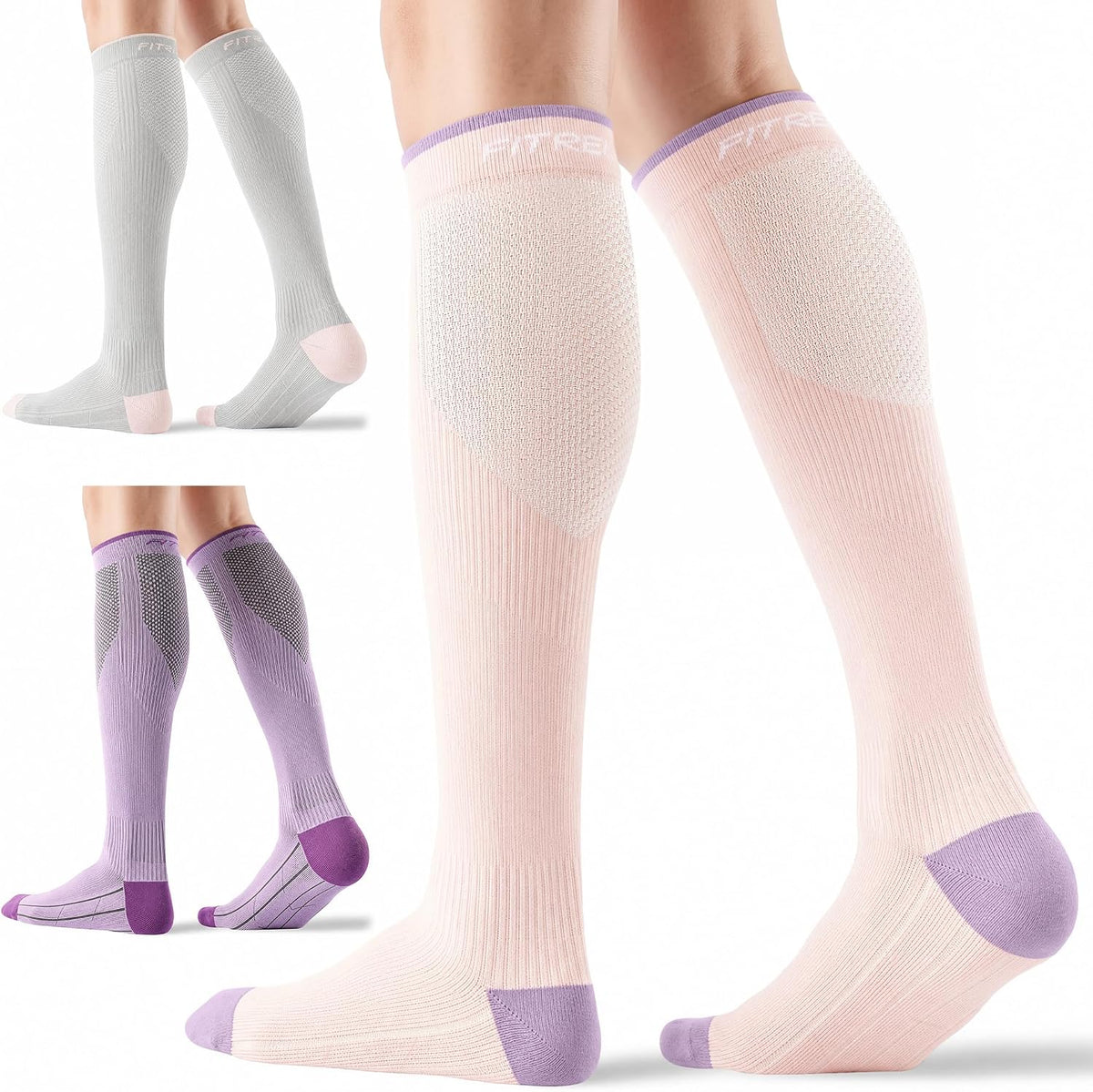 FITRELL 3 Pairs Compression Socks for Women and Men 20-30mmHg-Circulation Support Socks