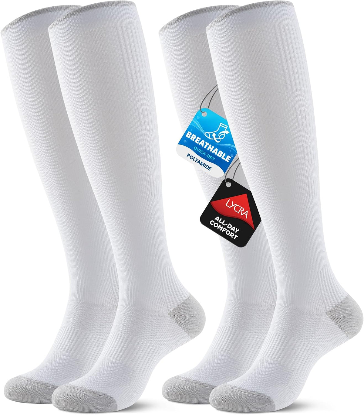 Benirap Breathable Compression Socks for Women and Men,15-20 mmHg,2 Pairs