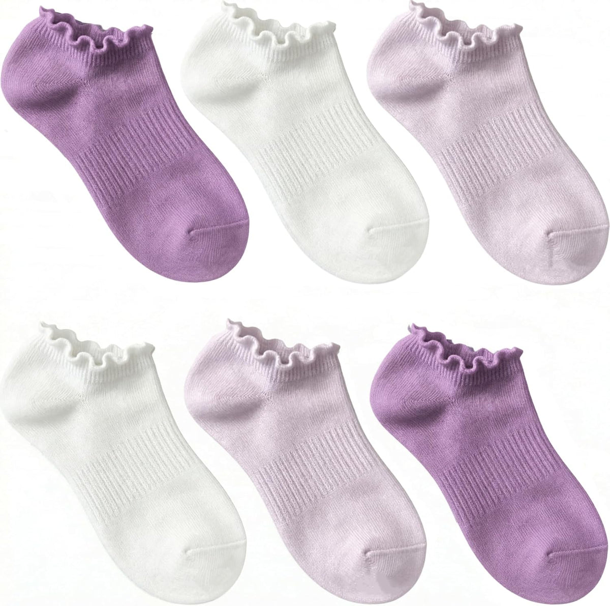6 Pairs No Show Socks for Women Ruffle Socks Cute Ankle Socks
