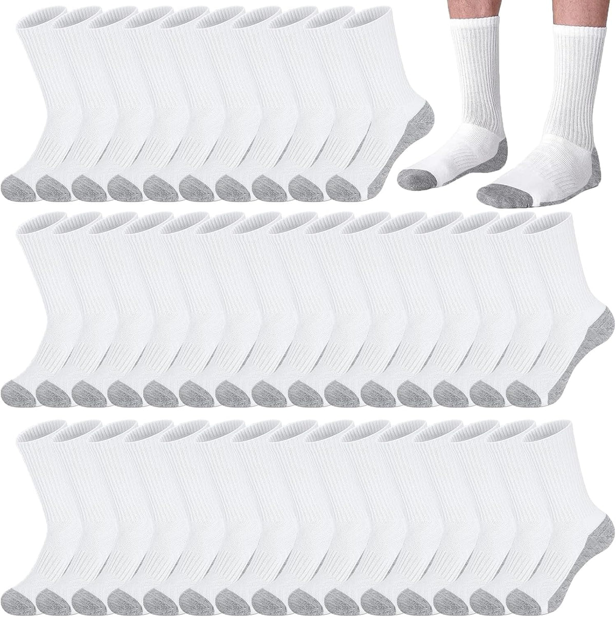 20 Pairs Crew Athletic Socks for Men Moisture Wicking Cushion Crew Socks for Sport Running Traveling