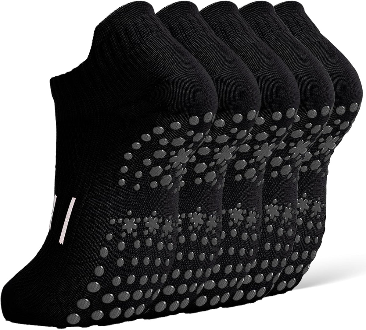 5 Pairs Pilates Socks Yoga Crew Socks with Grips for Women Non Slip