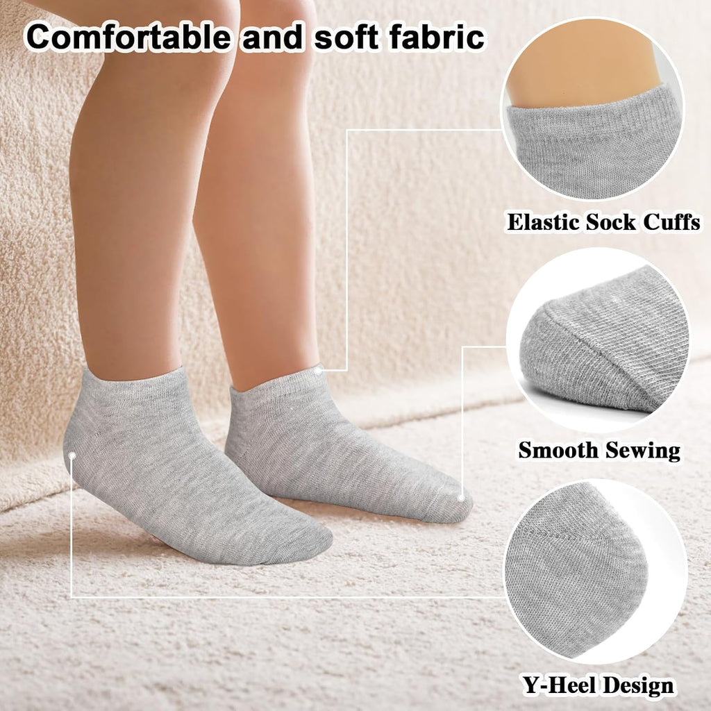 ZERULETS Kids Socks, 20 Pairs Boys Girls Low Cut Ankle Socks 1-13 Years