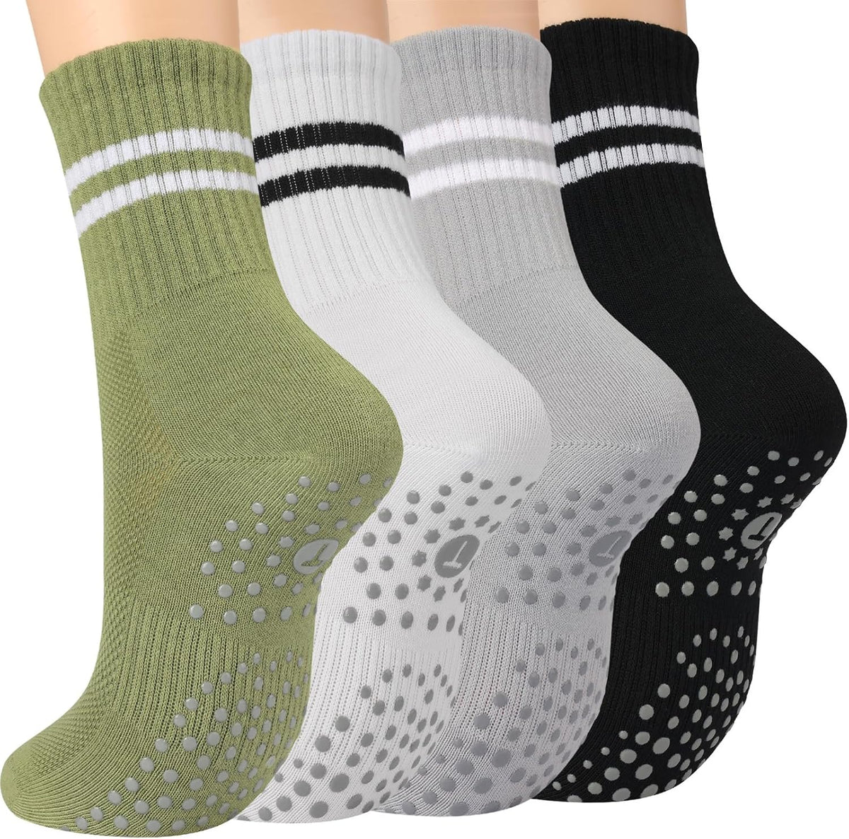 Women's Grip Pilates Crew Socks, Non Slip Yoga Barre Sticky Socks