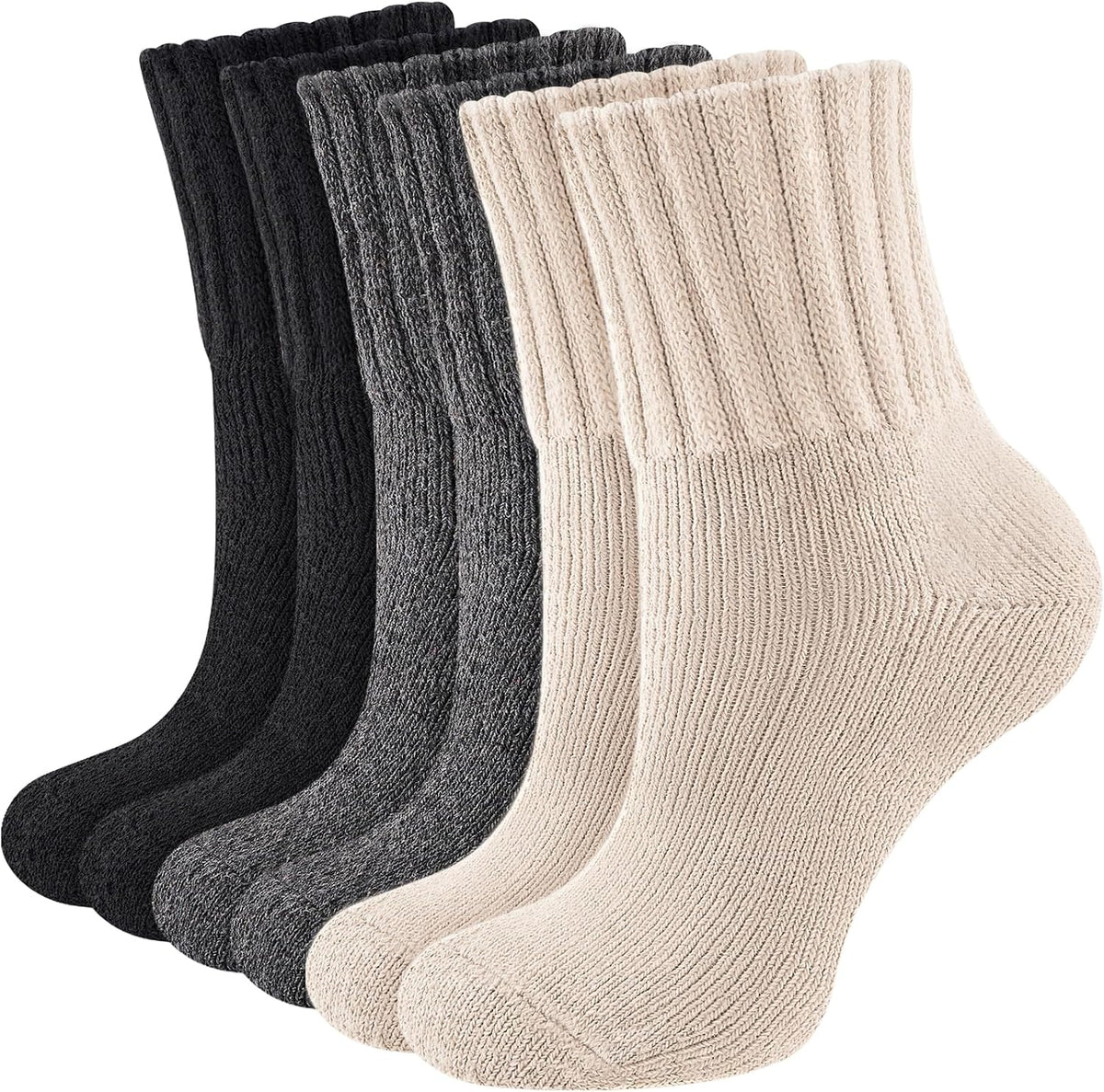 Niorasen Women's Thermal Socks, 3 Pairs, Cushioned Winter Crew Boot Socks