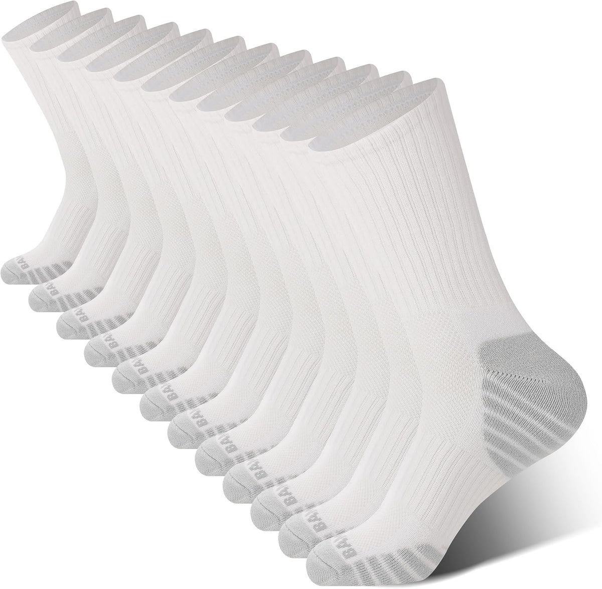 BAMBOO COOL Men's Crew Socks Athletic Running Sports Socks, Cushioned Moisture Wicking, Breathable Arch Support 6 Pack