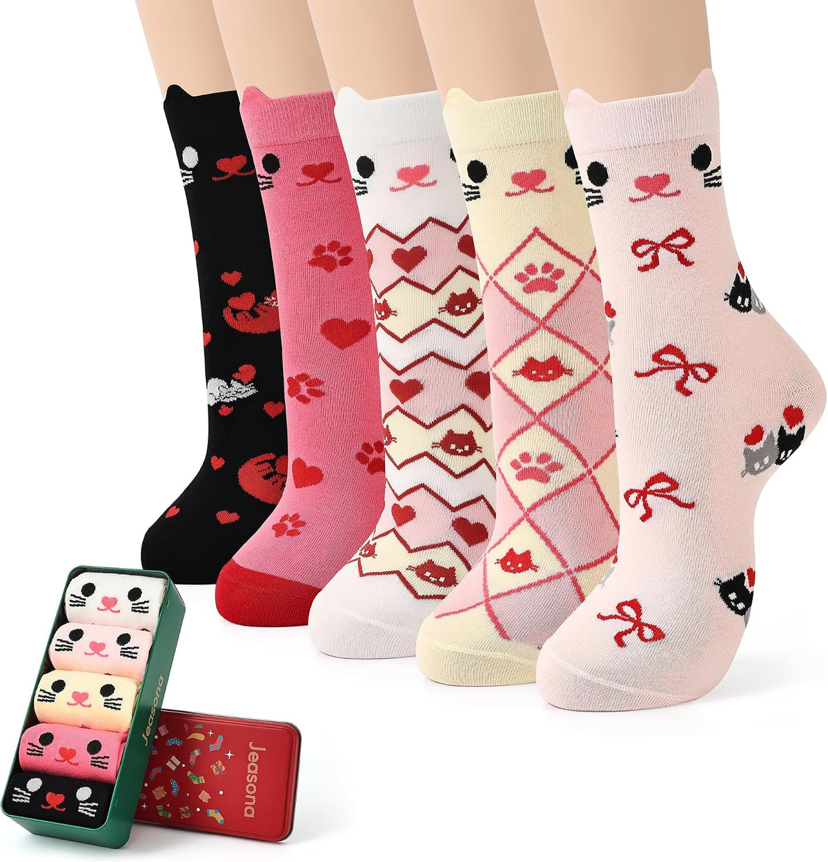 Jeasona Women’s Cute Cat Animal Socks Gifts for Women Wife Mom
