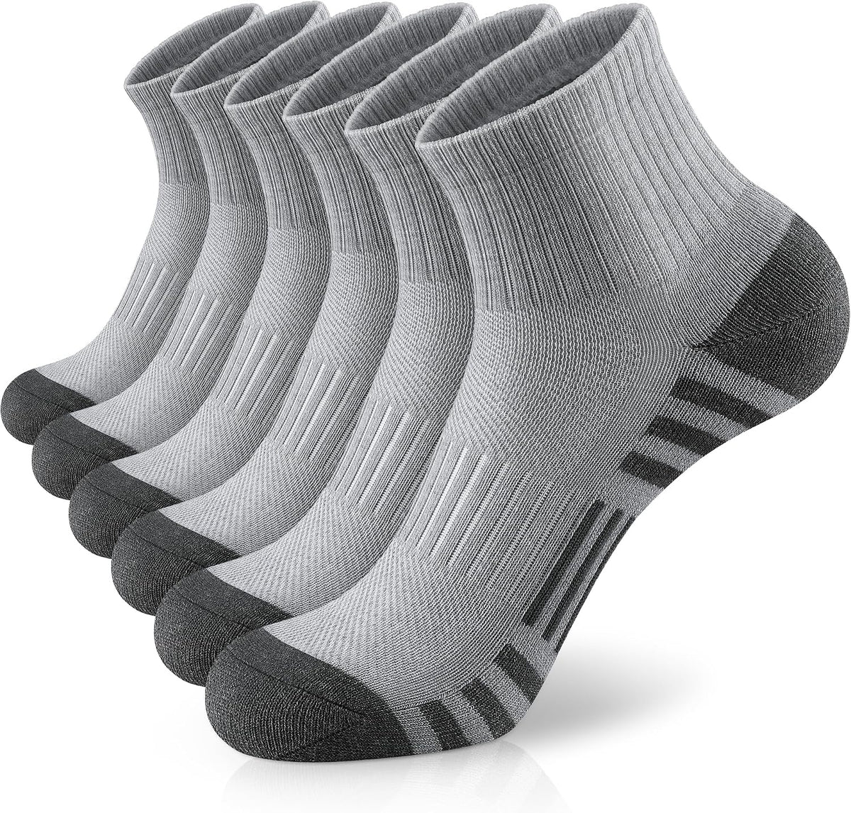 Airacker Athletic Quarter Socks with Cushion Running Ankle Socks for Men Women 6 Pairs