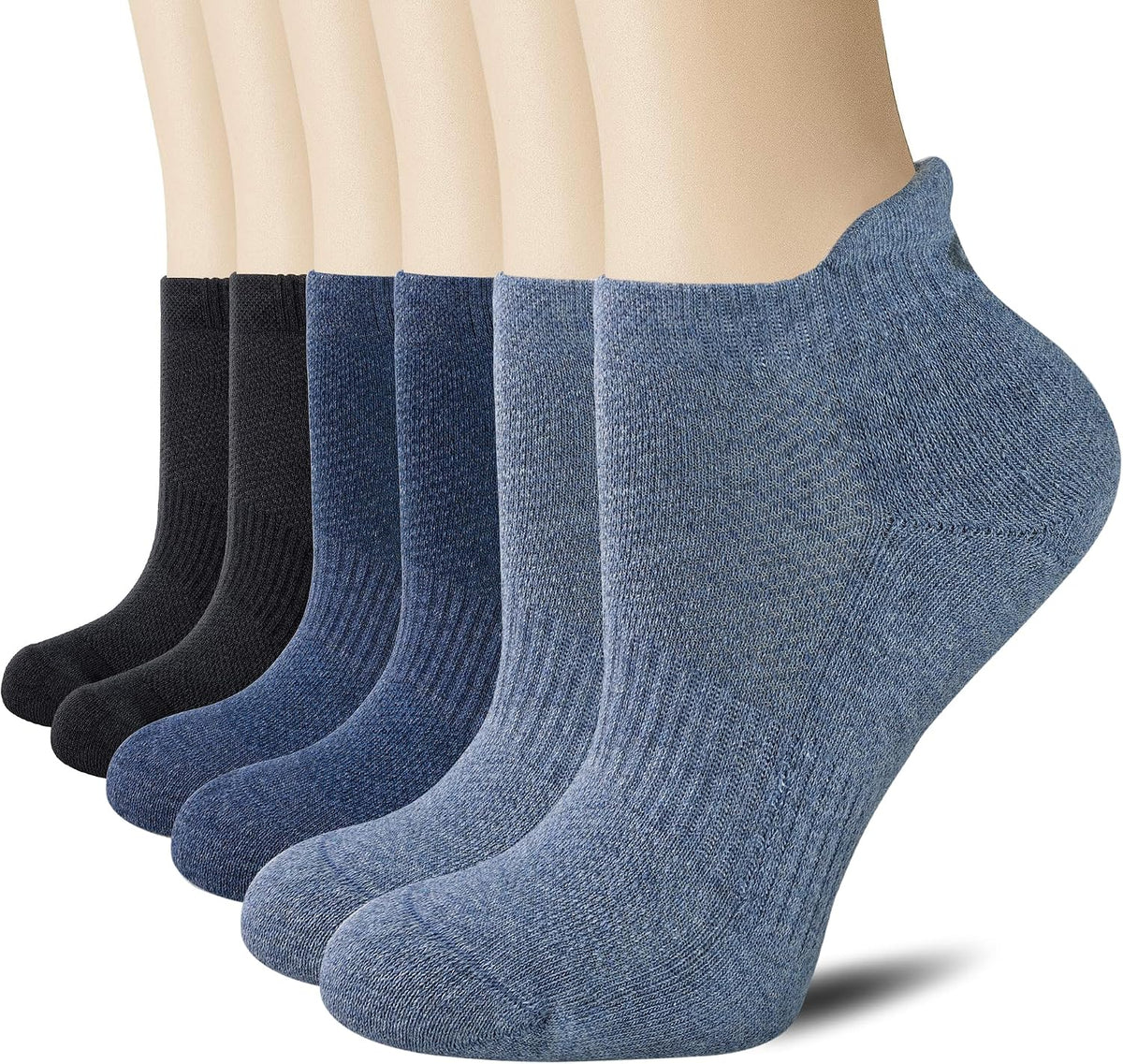 CS CELERSPORT 6 Pairs Ankle Athletic Running Socks Low Cut Sports Tab Socks for Men and Women